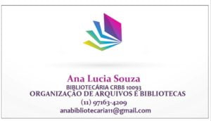 Cartão profissional da bibliotecário Ana Lucia Souza