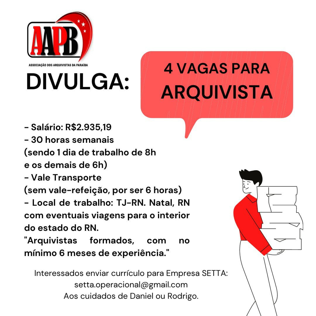 Emprego Arquivista - Natal - RN - Bibliovagas Emprego Arquivista - Natal - RN - Bibliovagas